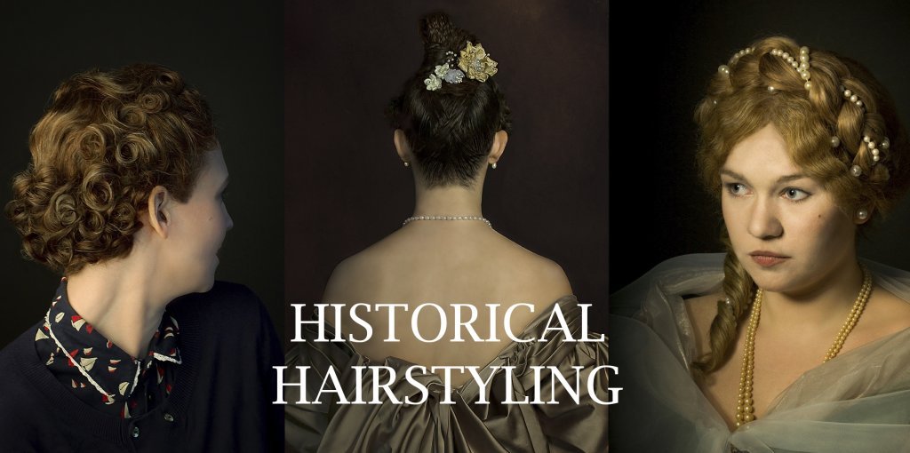 Collage featuring three models with historical hairstyles by Anett Alexandra Bulano.